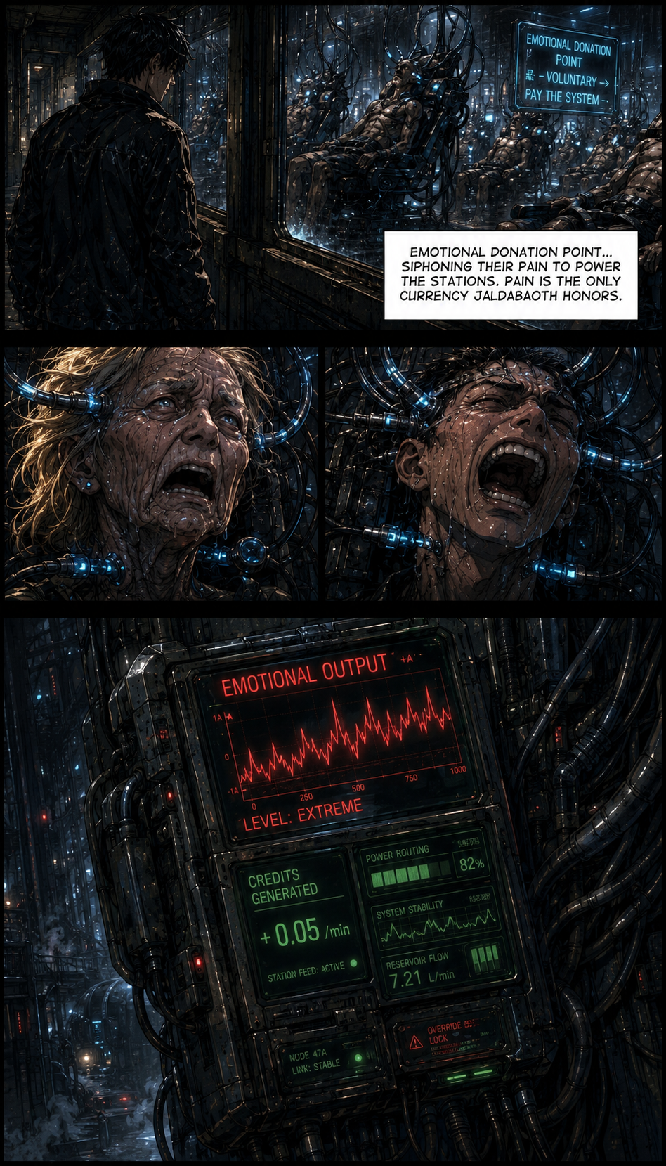 Peters hand touches the root symbol — the door vibrates with recognition